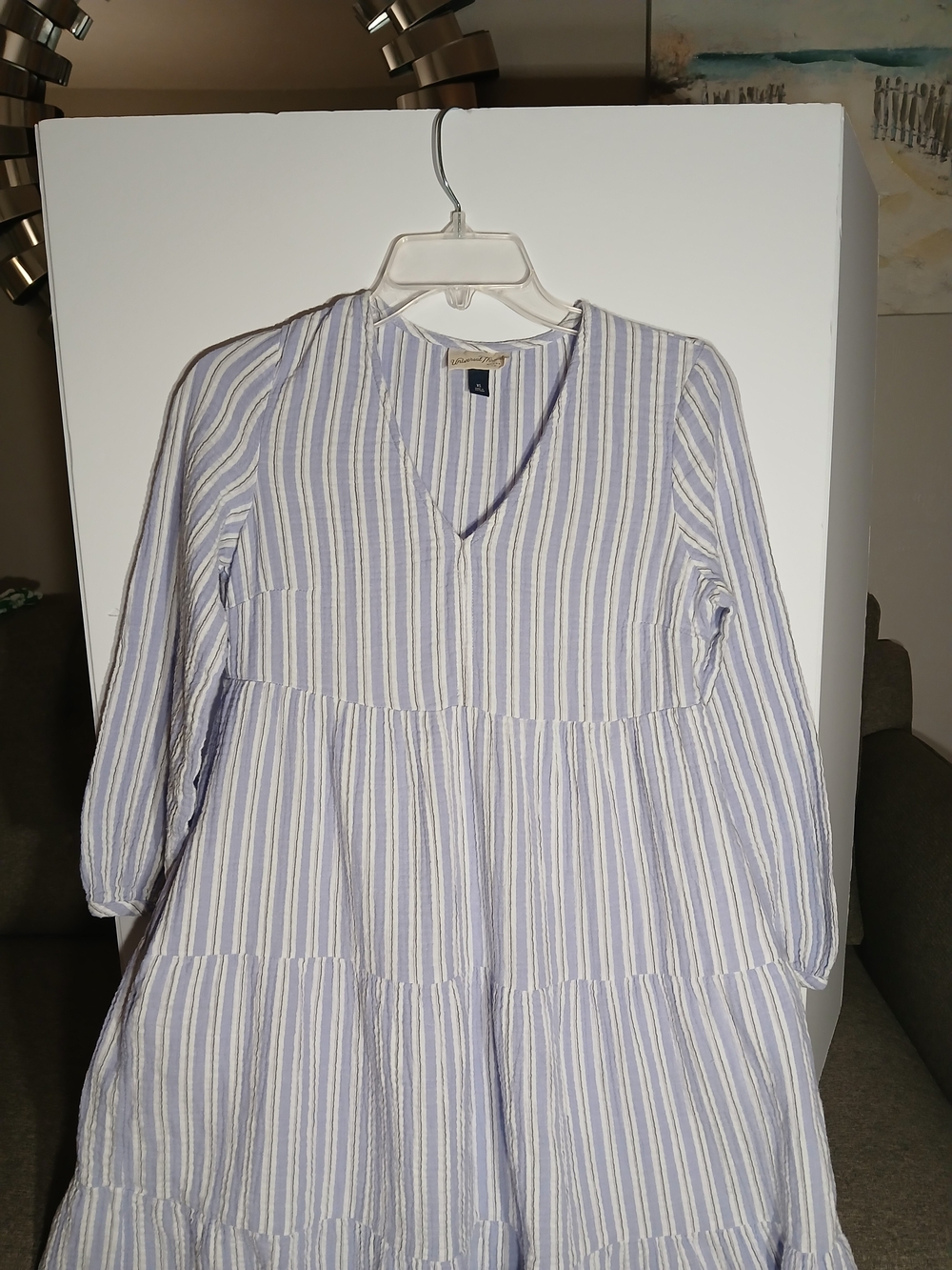 Universal Thread Lavender and White Striped Maxi Dress XS Casual, Preppy Look